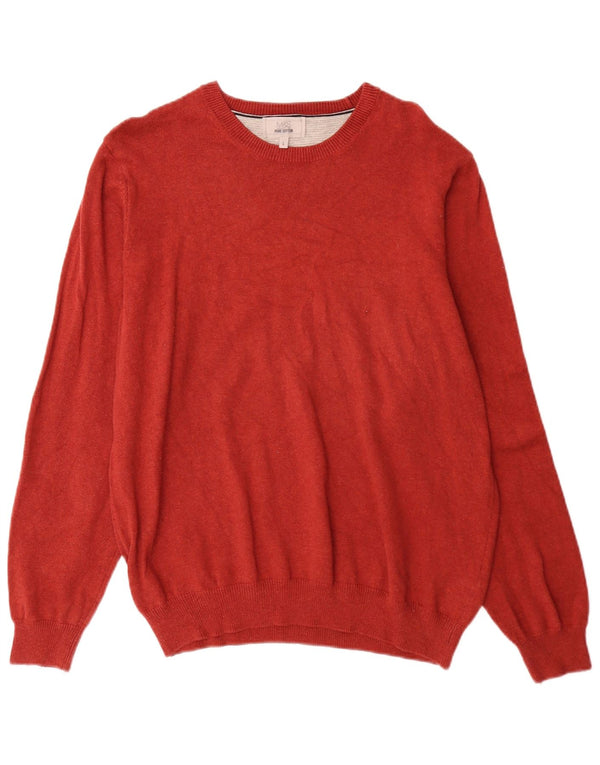 Ανδρικό πουλόβερ Marks & Spencer Boat Neck Jumper Μεγάλο κόκκινο βαμβακερό