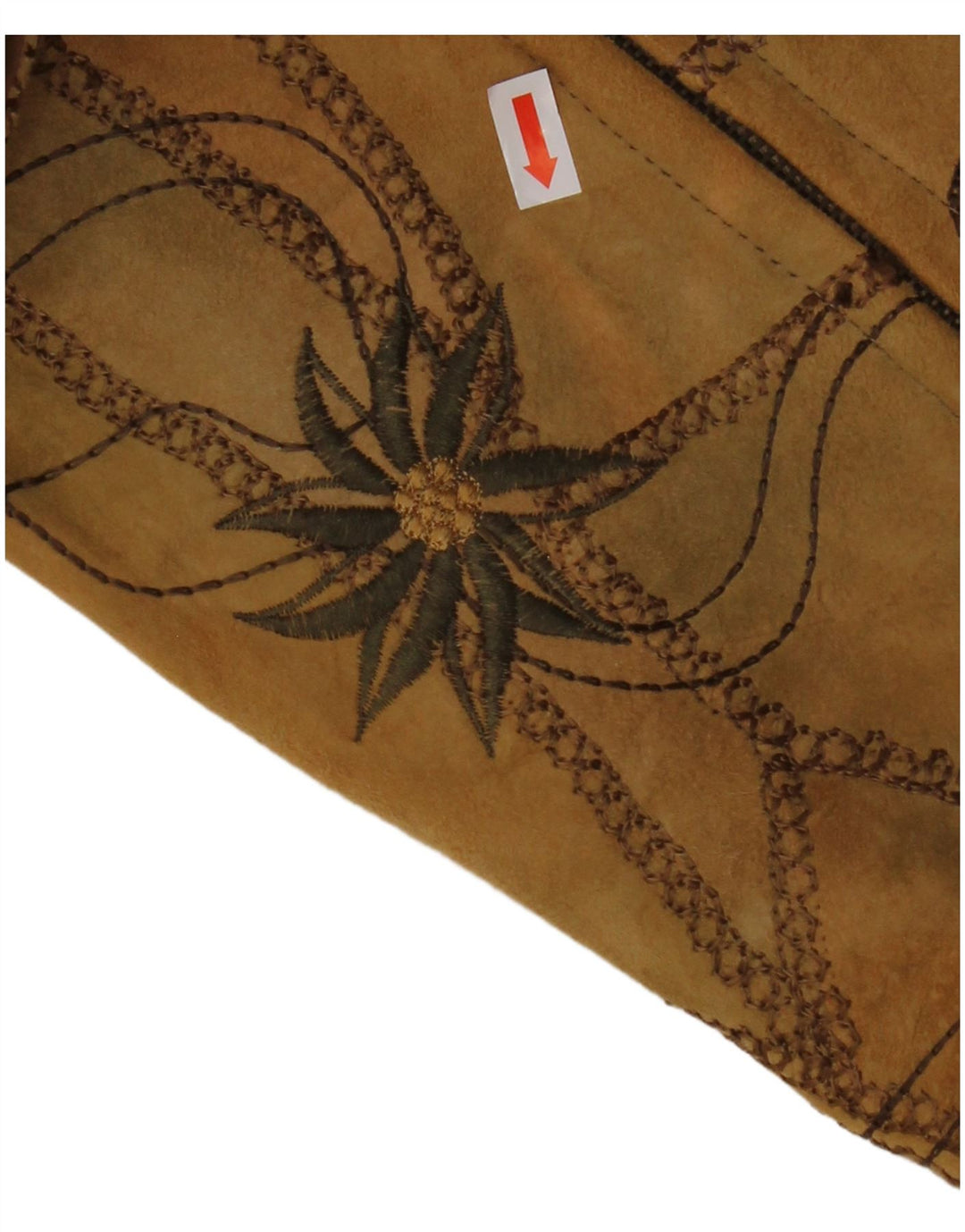 VINTAGE Γυναικείο σουέτ γιλέκο EU 38 Μεσαίο καφέ φλοράλ δέρμα