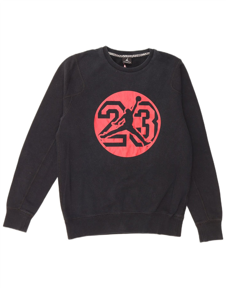 JORDAN Mens Graphic Sweatshirt Jumper Medium Black Cotton
