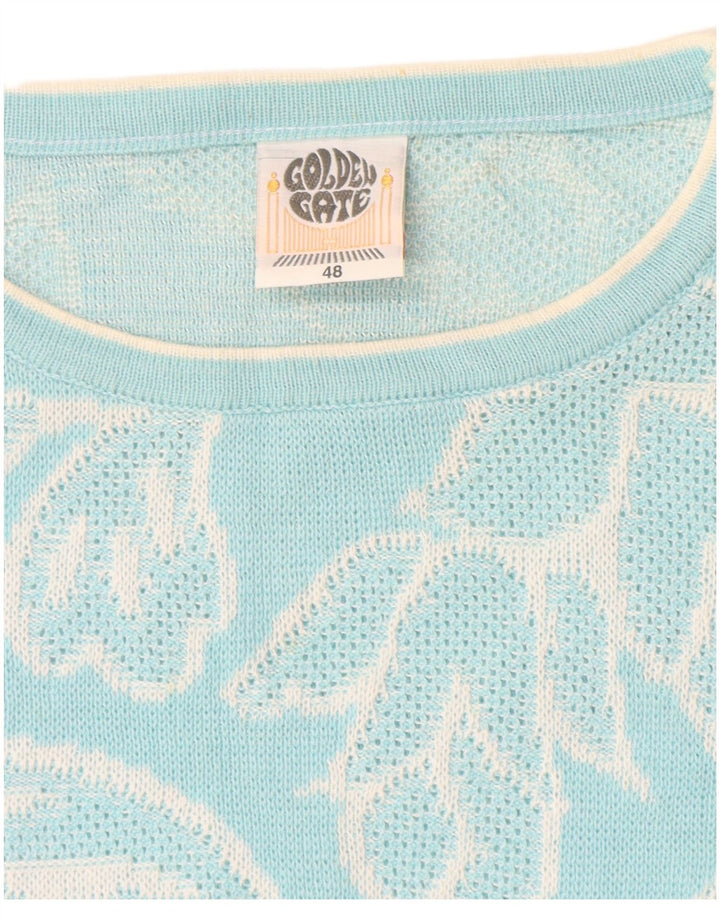 GOLDEN GATE Γυναικείο πουλόβερ με λαιμόκοψη IT 48 XL Μπλε λουλουδάτο
