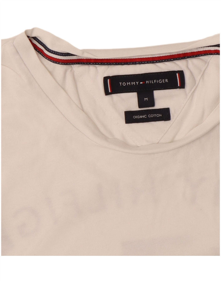 TOMMY HILFIGER Mens Graphic T-Shirt Top Medium White Cotton