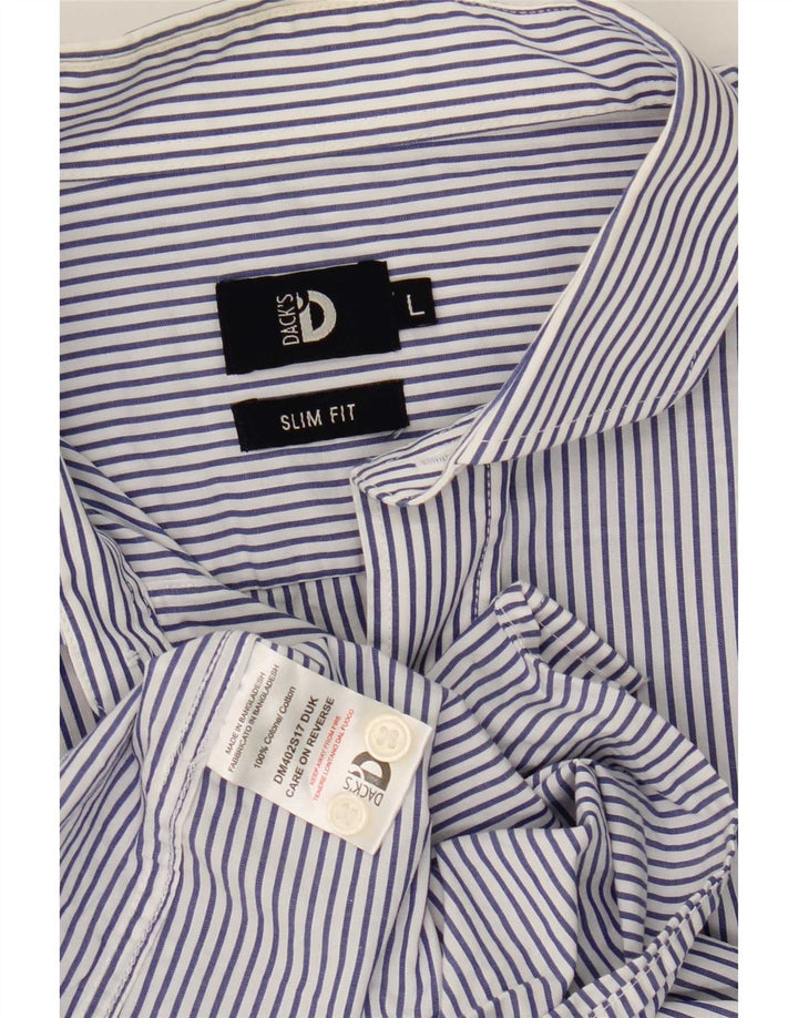 Ανδρικό πουκάμισο Dack's Slim Fit Large Blue Pinstripe Βαμβακερό