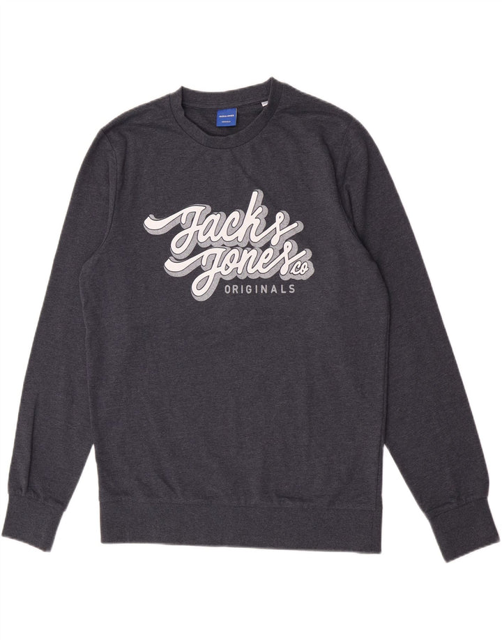 Ανδρικό γραφικό φούτερ Jack & Jones, μεσαίο μπλε βαμβακερό