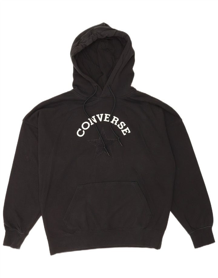 Ανδρικό γραφικό κουκούλα Converse, μαύρο βαμβακερό