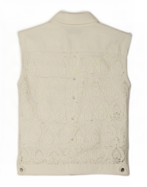Δίκλινο Σετ Γυναικείο Τζιν Gilet UK 10 Small Off White Floral Βαμβακερό