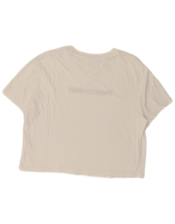 Tommy Hilfiger Γυναικείο Crop Graphic T-Shirt Top UK 14 Medium White