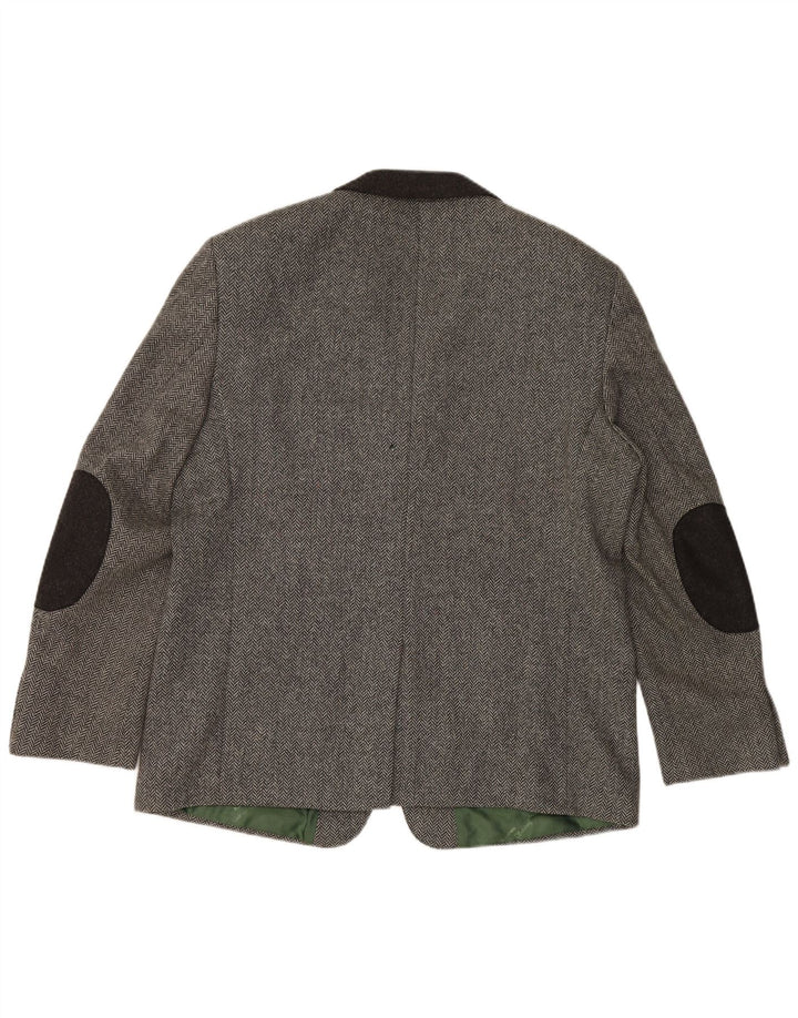 H.MOSER Ανδρικό σακάκι μπλέιζερ με 3 κουμπιά EU 54 2XL Γκρι μαλλί ψαροκόκαλο