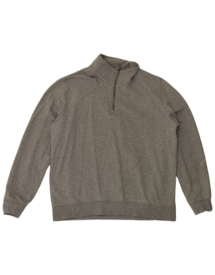 Marks & Spencer Ανδρικό φούτερ με φερμουάρ Jumper XL Γκρι βαμβακερό