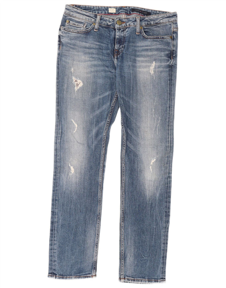 Tommy Hilfiger Womens Rome Distressed Straight Jeans W29 L30 Blue