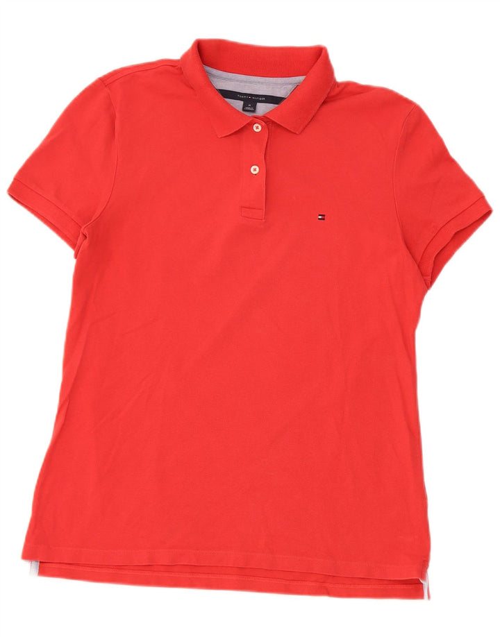 Tommy Hilfiger γυναικείο μπλουζάκι πόλο UK 12 μεσαίο κόκκινο βαμβακερό