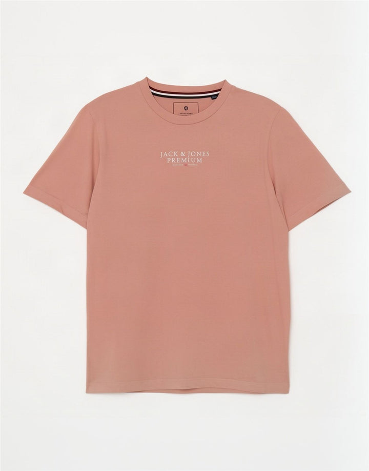 Ανδρικό γραφικό μπλουζάκι Jack & Jones Τοπ μεσαίο ροζ βαμβακερό