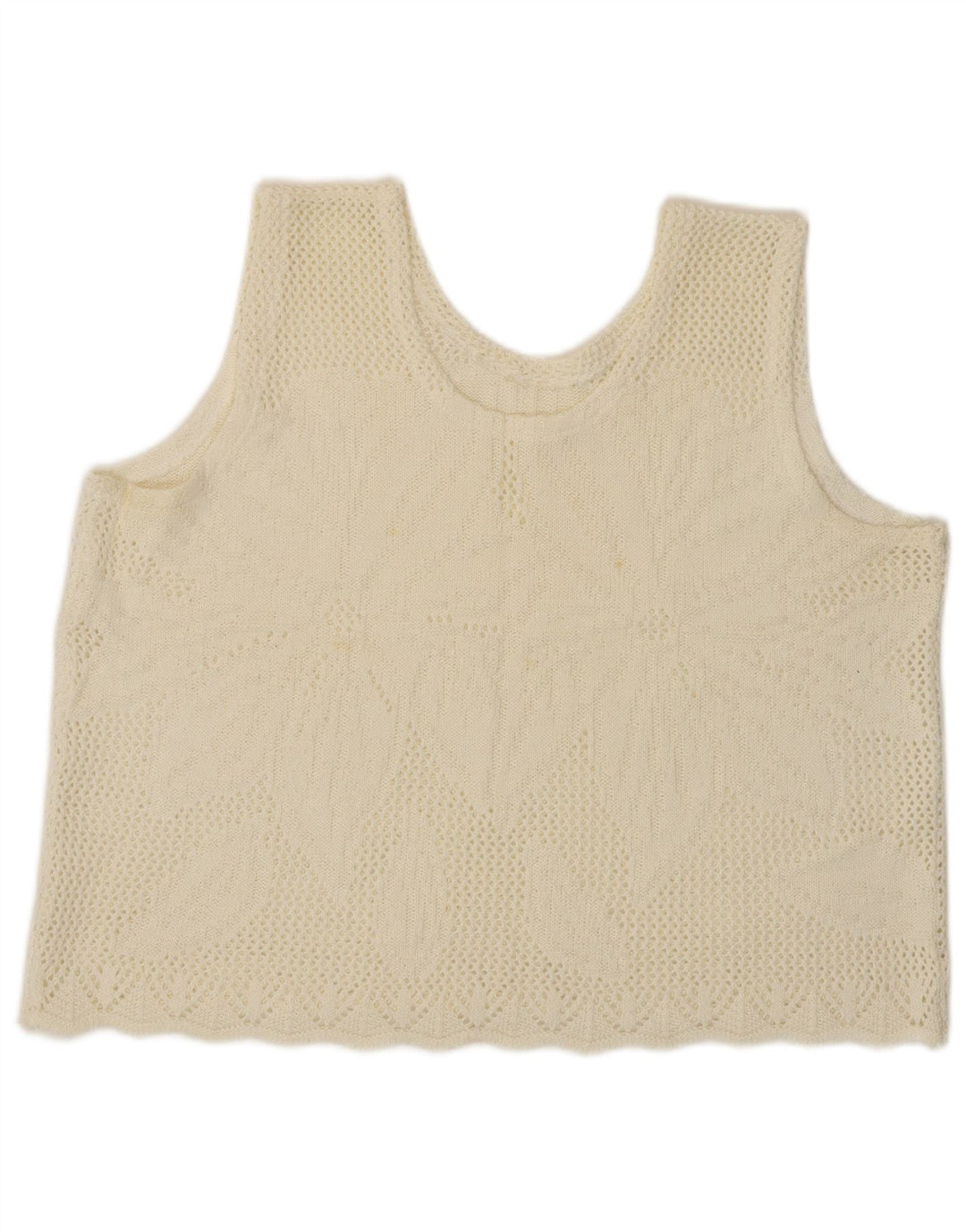 Vintage γυναικείο Crop Vest Tank Top UK 16 Large Off White Floral