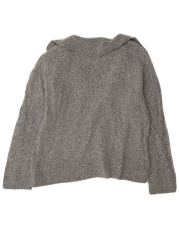 Massimo Dutti Γυναικείο Crop Polo πουλόβερ με λαιμόκοψη UK 10 Small Grey Viscose