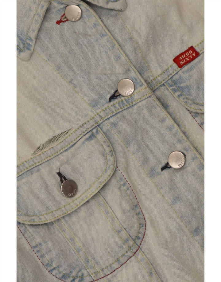 Miss Sixty Womens Crop Τζιν Μπουφάν UK 14 Large Blue Cotton