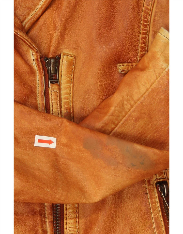 Gipsy Womens Leather Biker Jacket UK 14 Medium Brown Δερμάτινο