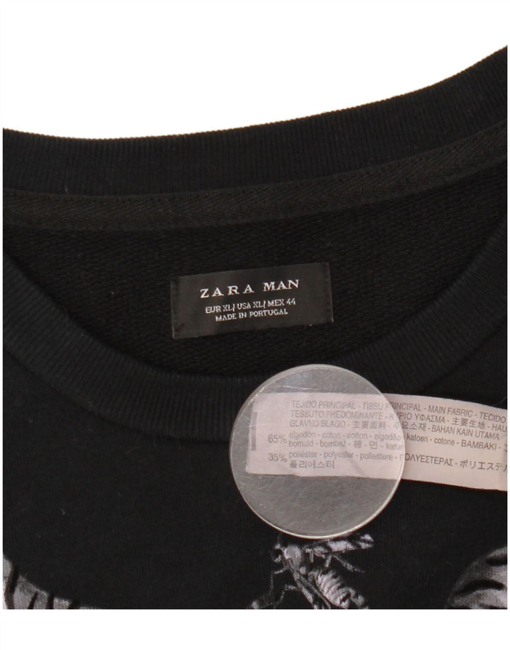 Ανδρικό γραφικό φούτερ Zara Jumper XL Μαύρο βαμβακερό
