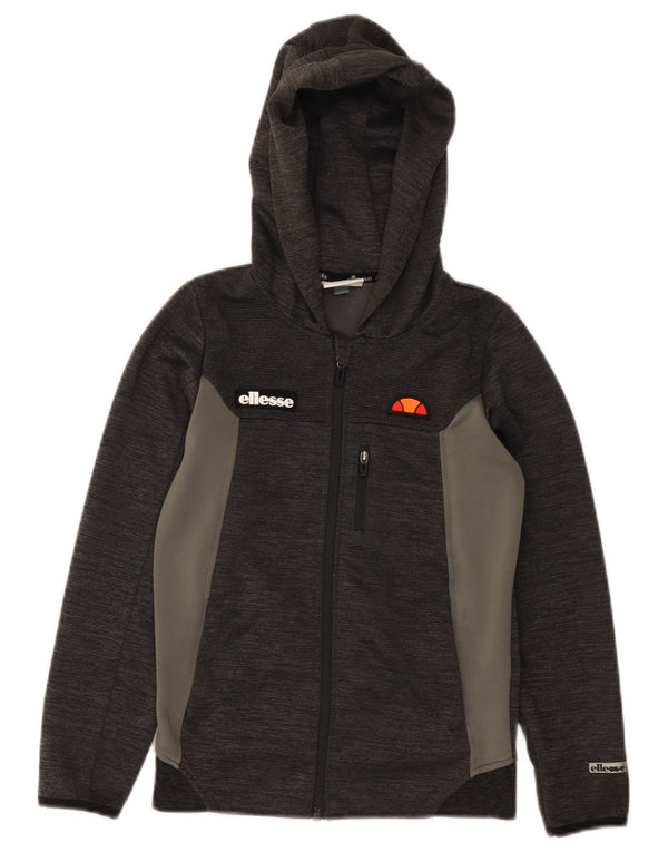 Ellesse Boys Zip Hoodie Sweater 9-10 Years Grey Colourblock Polyester