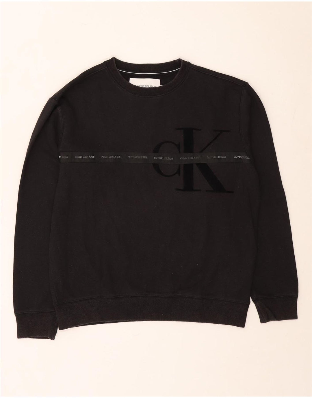 Ανδρικό γραφικό φούτερ Calvin Klein, μεσαίο μαύρο βαμβακερό