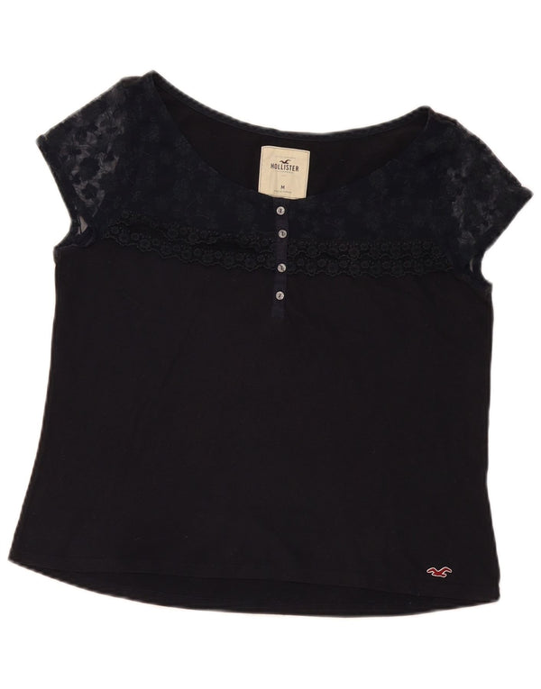 Hollister Γυναικεία Μπλούζα Τοπ UK 14 Medium Navy Blue Floral