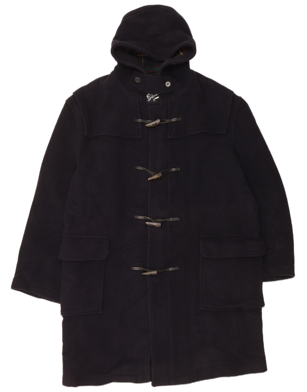 GLOVERALL Ανδρικό παλτό Duffle με κουκούλα UK 46 3XL Navy Blue Wool