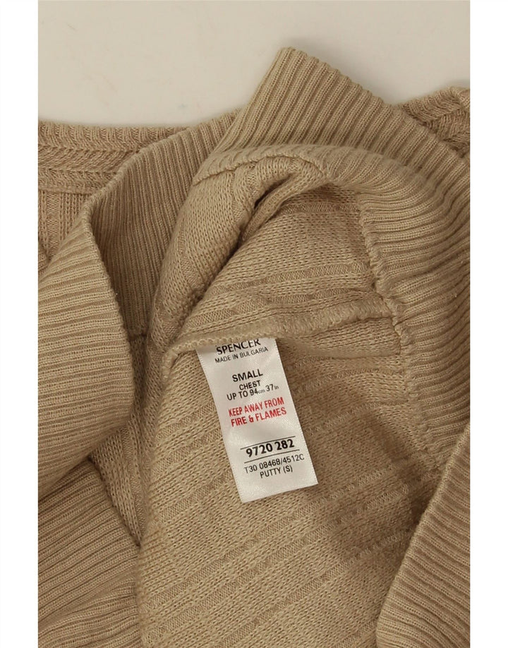Marks & Spencer Ανδρικό πουλόβερ με λαιμόκοψη με V λαιμόκοψη Μικρό Μπεζ Ακρυλικό