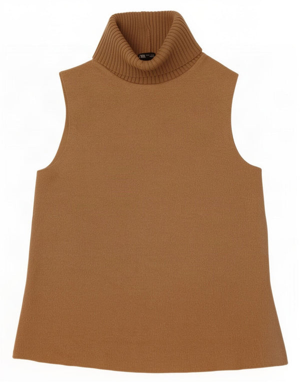 Zara Γυναικείο Γιλέκο Τοπ UK 10 Small Beige Βαμβακερό