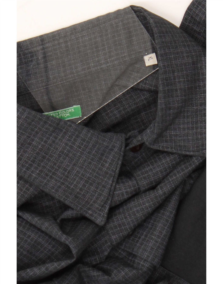 Ανδρικό πουκάμισο Benetton XL Navy Blue Gingham