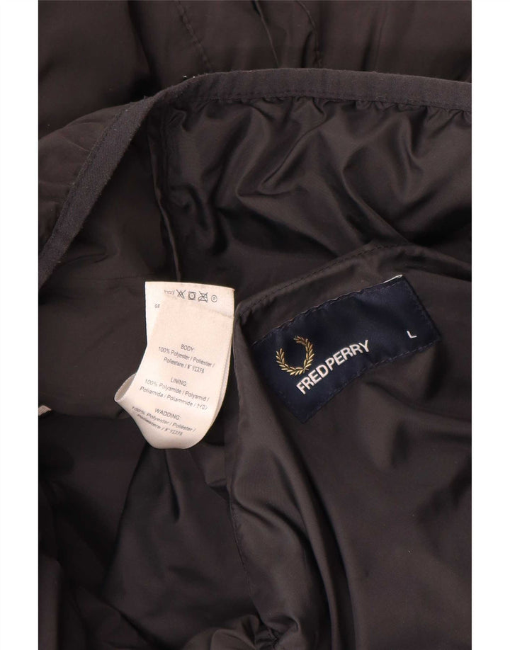 Fred Perry Ανδρικό μπουφάν με κουκούλα UK 40 μεγάλο μαύρο πολυεστέρα