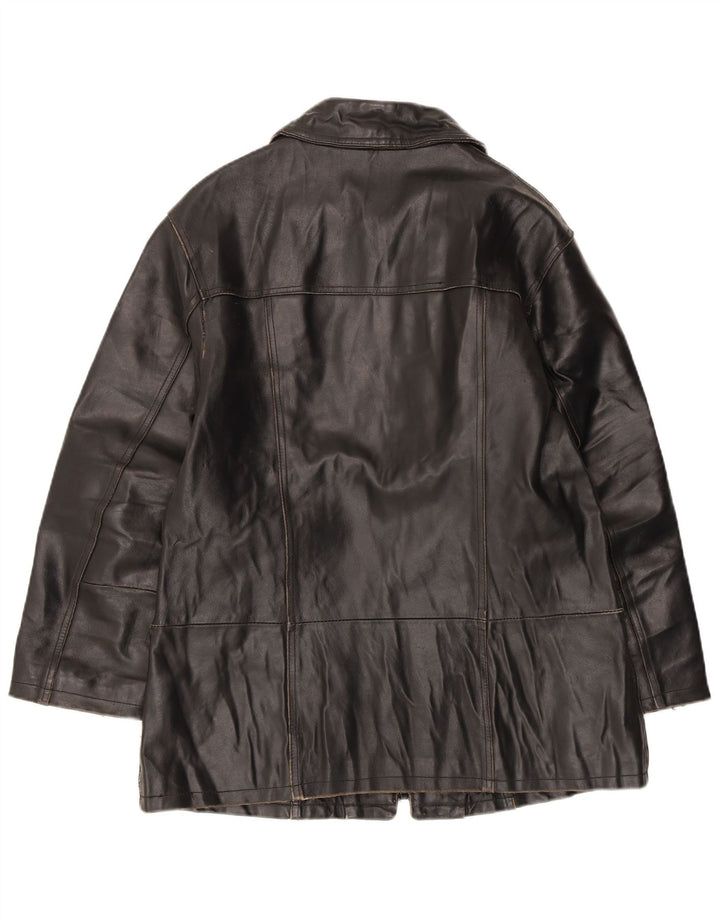 VINTAGE Γυναικείο Δερμάτινο Μπουφάν IT 42 Μεσαίο Μαύρο Δερμάτινο