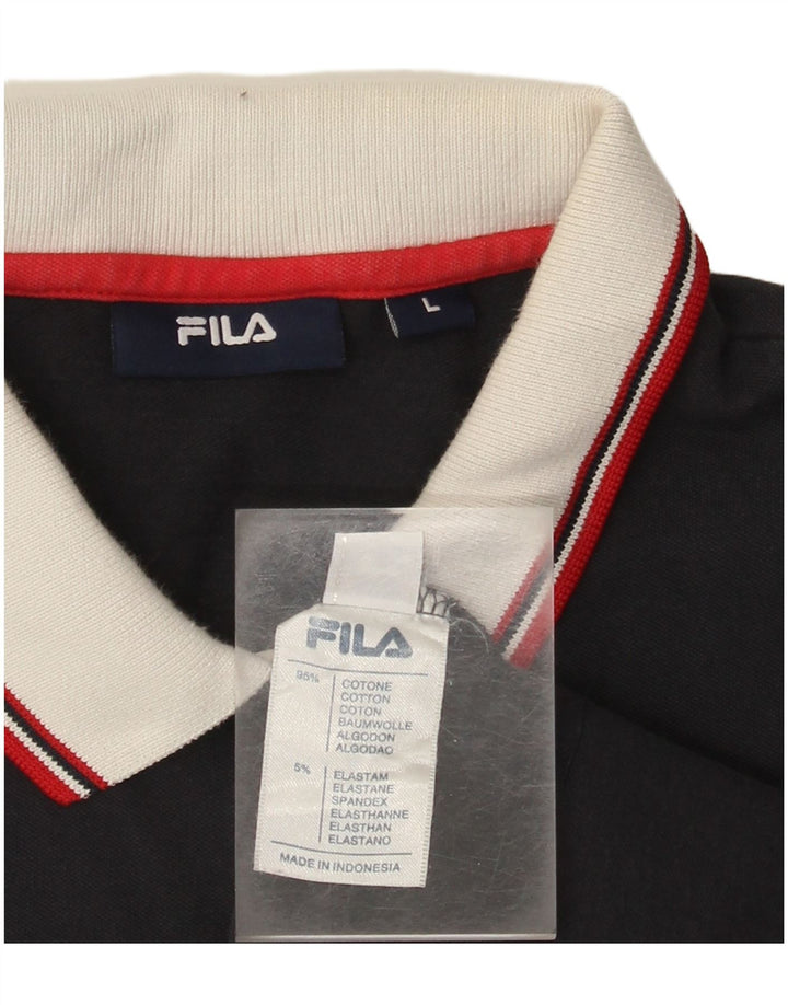Γυναικείο μπλουζάκι πόλο FILA UK 14 Large Navy Blue από βαμβάκι