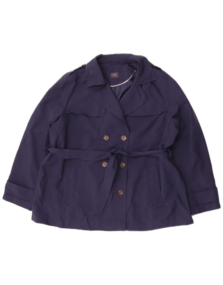 Marks & Spencer Γυναικεία κοντή καμπαρντίνα UK 22 3XL Navy Blue Polyester