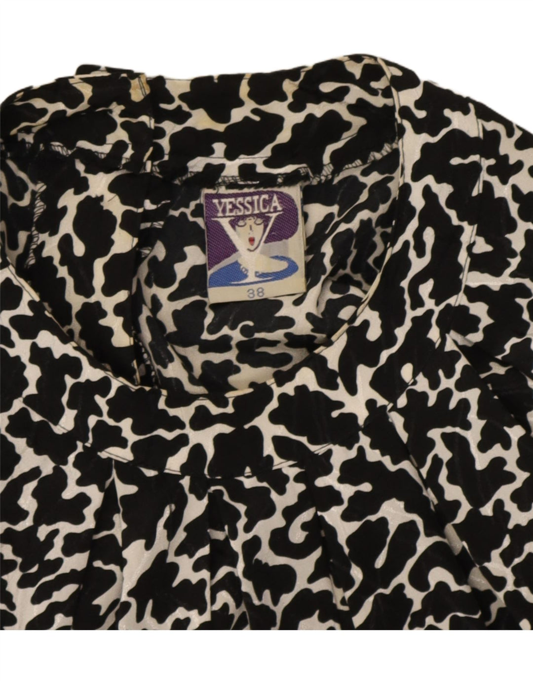 Yessica Γυναικεία Μπλούζα Crop Top EU 38 Medium Μαύρο Animal Print Polyester
