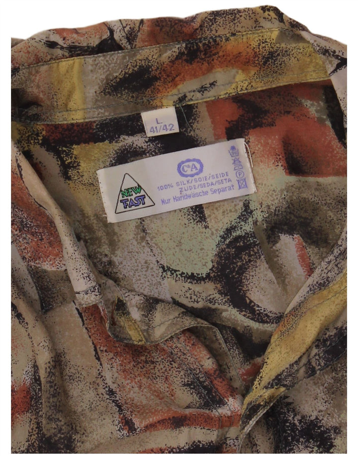 NEW FAST Ανδρικό πουκάμισο με αφηρημένο σχέδιο Μέγεθος 41/42 Μεγάλο πολύχρωμο μετάξι