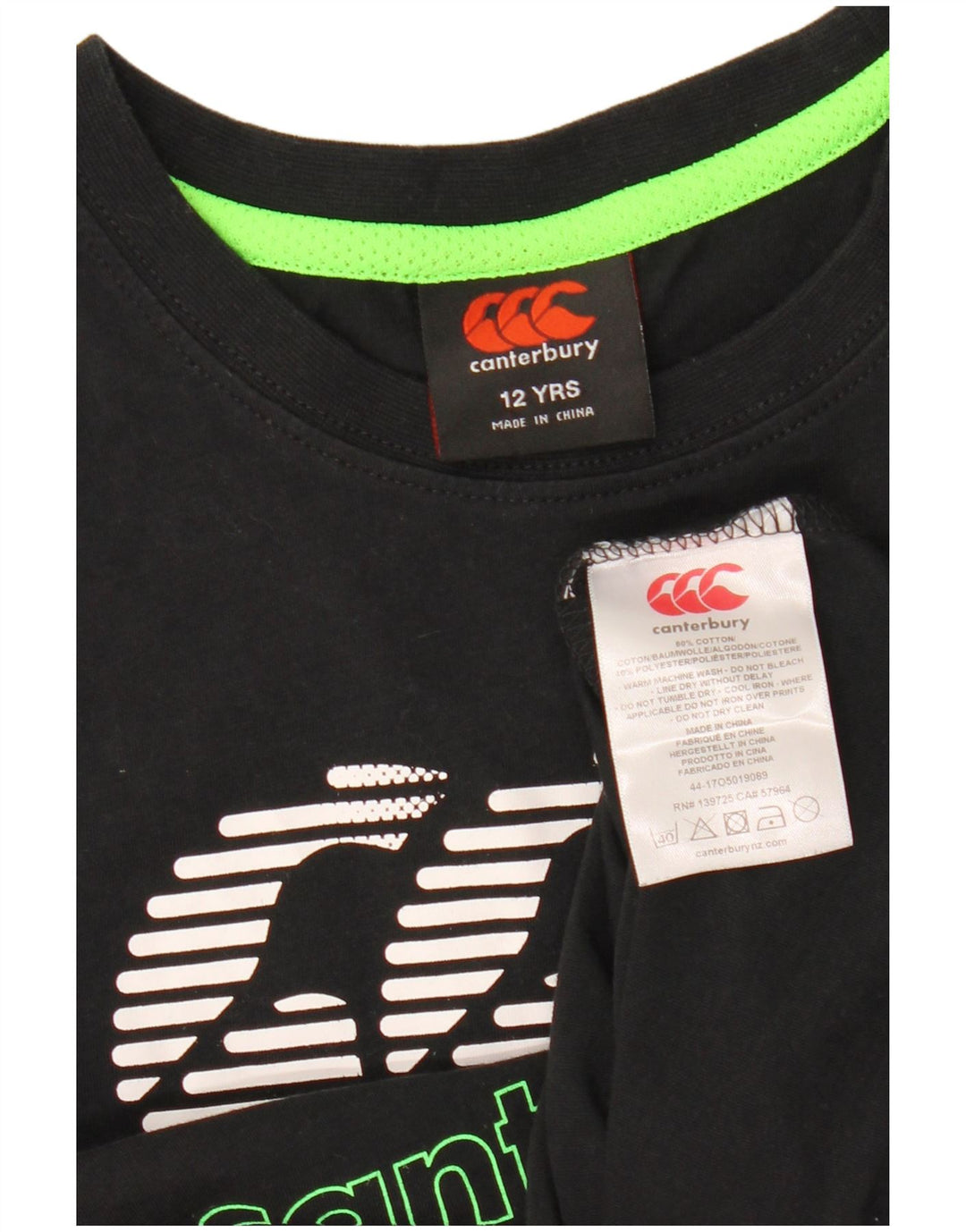 Γραφικό T-Shirt για αγόρι CANTERBURY 11-12 ετών μαύρο βαμβακερό