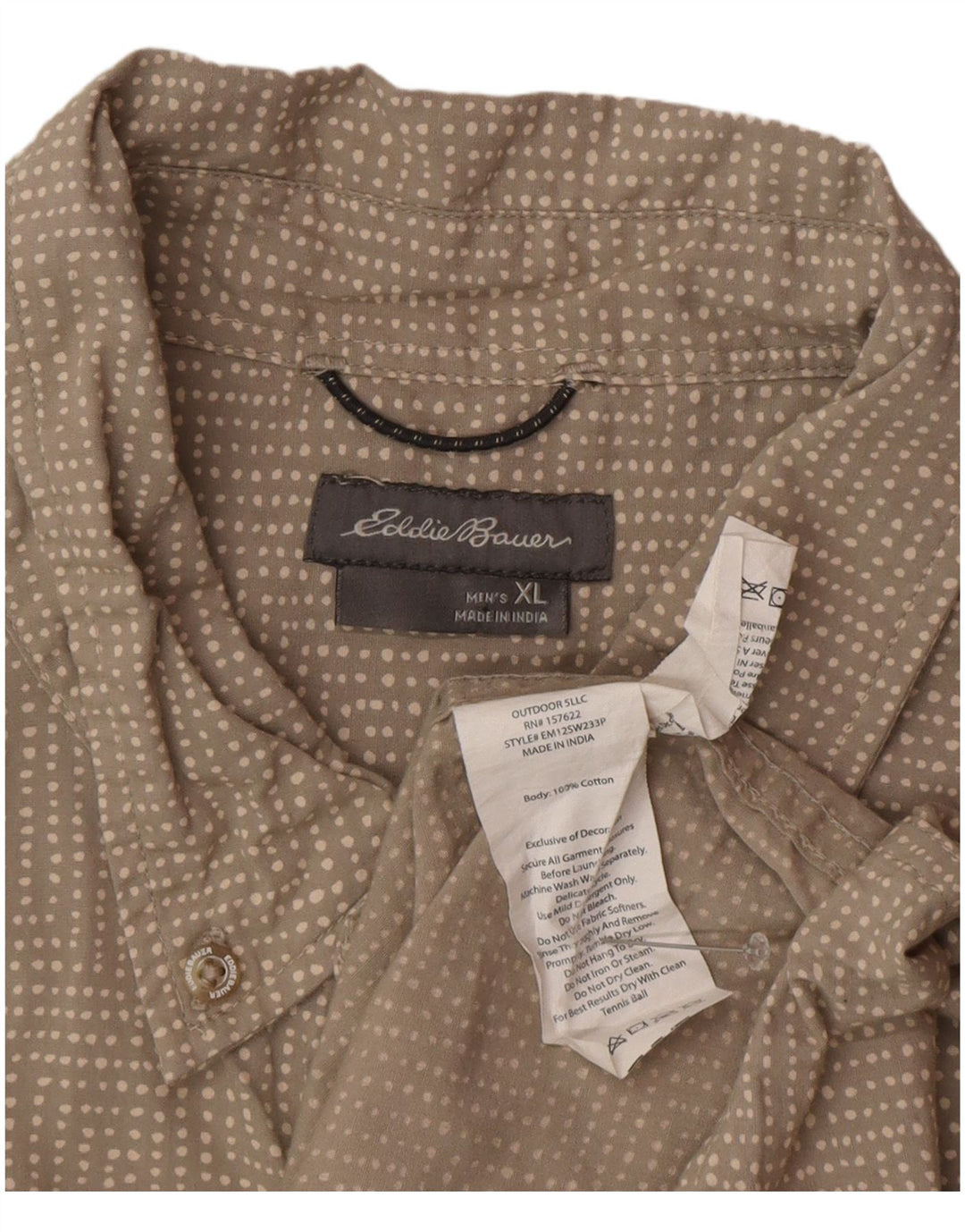 Ανδρικό κοντομάνικο πουκάμισο Eddie Bauer XL Βαμβακερό με γκρι στίγματα