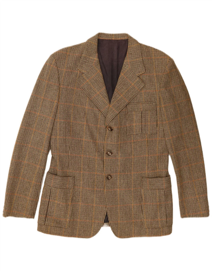 Vintage Ανδρικό σακάκι σακάκι με 3 κουμπιά UK 38 Medium Khaki Check