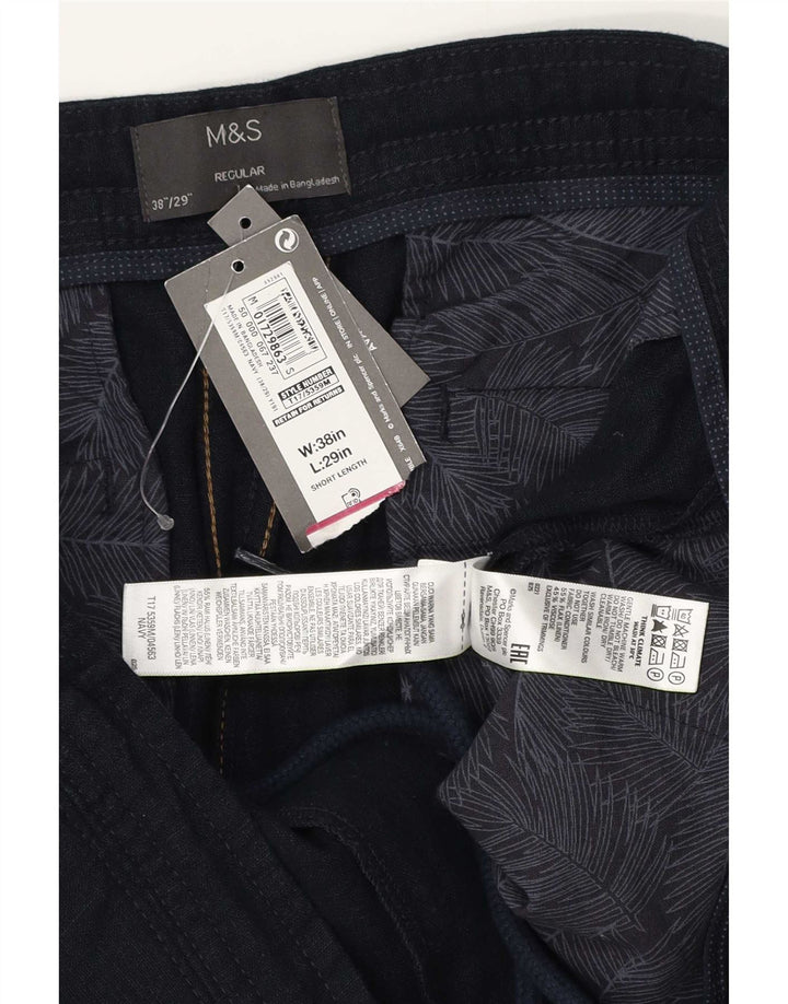 Marks & Spencer Ανδρικό ίσιο κανονικό καθημερινό παντελόνι W38 L29 Navy Blue