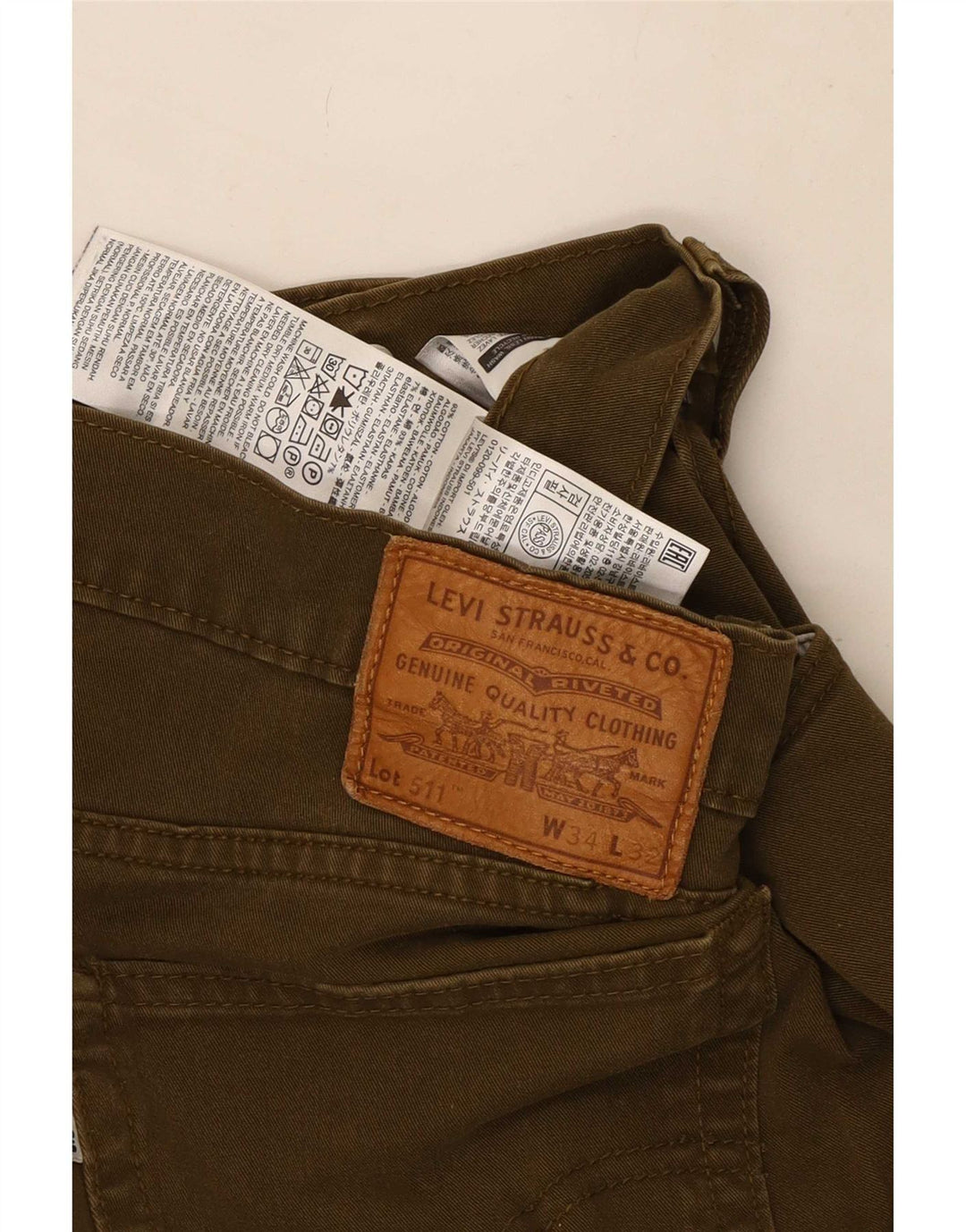 Levi's Mens 511 Slim Jeans W34 L32 Χακί Βαμβακερό