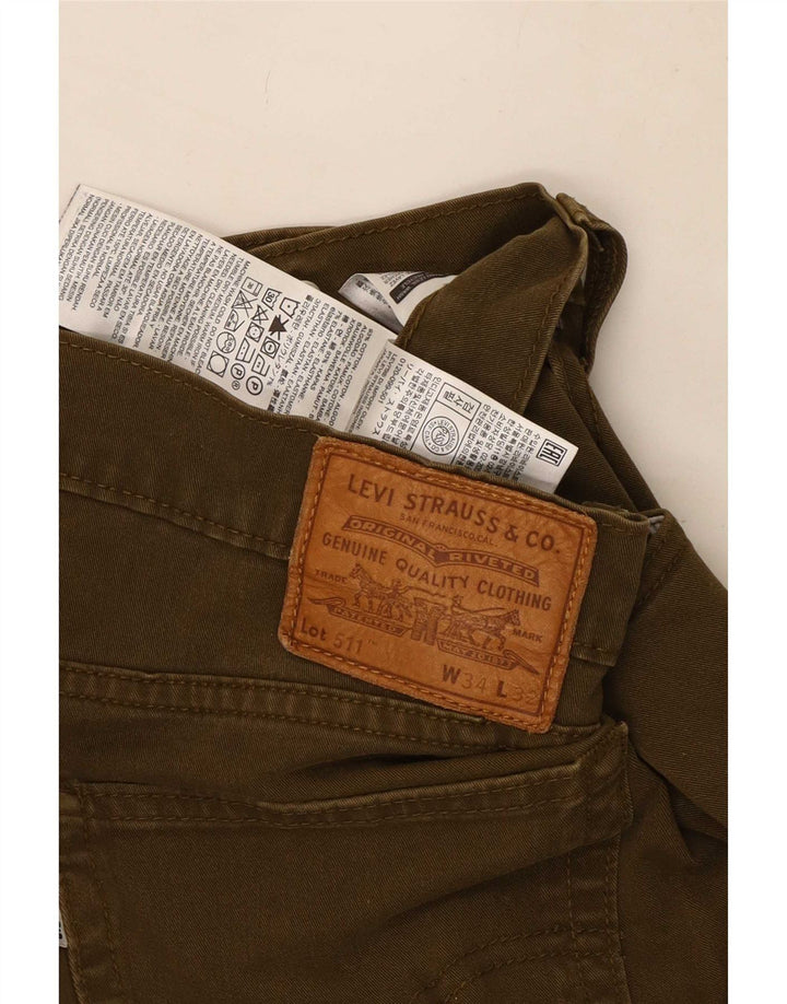 Levi's Mens 511 Slim Jeans W34 L32 Χακί Βαμβακερό