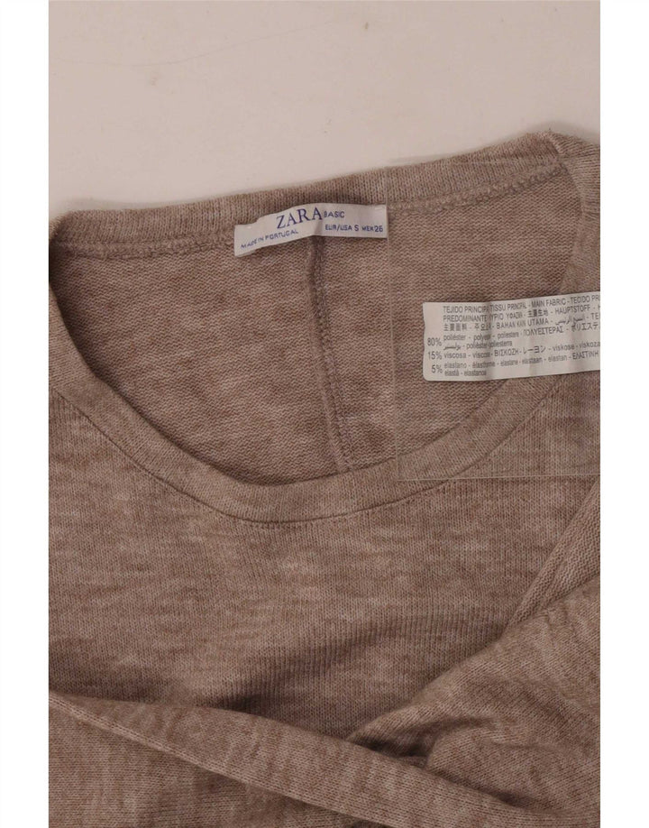 Zara γυναικείο υπερμεγέθη μακρυμάνικο UK 10 Small Beige Flecked Polyester