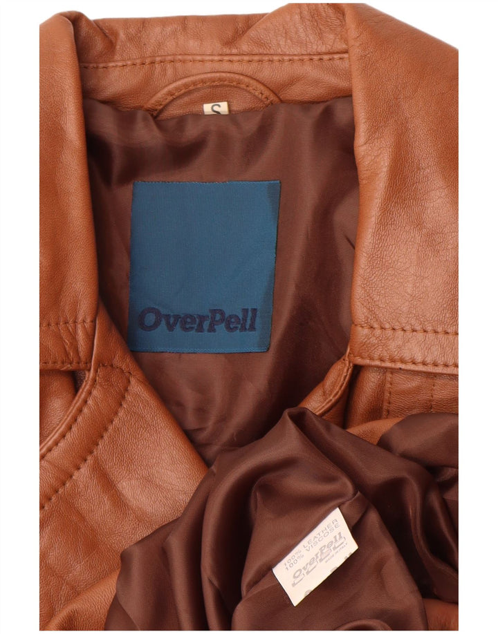 Vintage γυναικείο δερμάτινο παλτό UK 10 Small Brown Leather