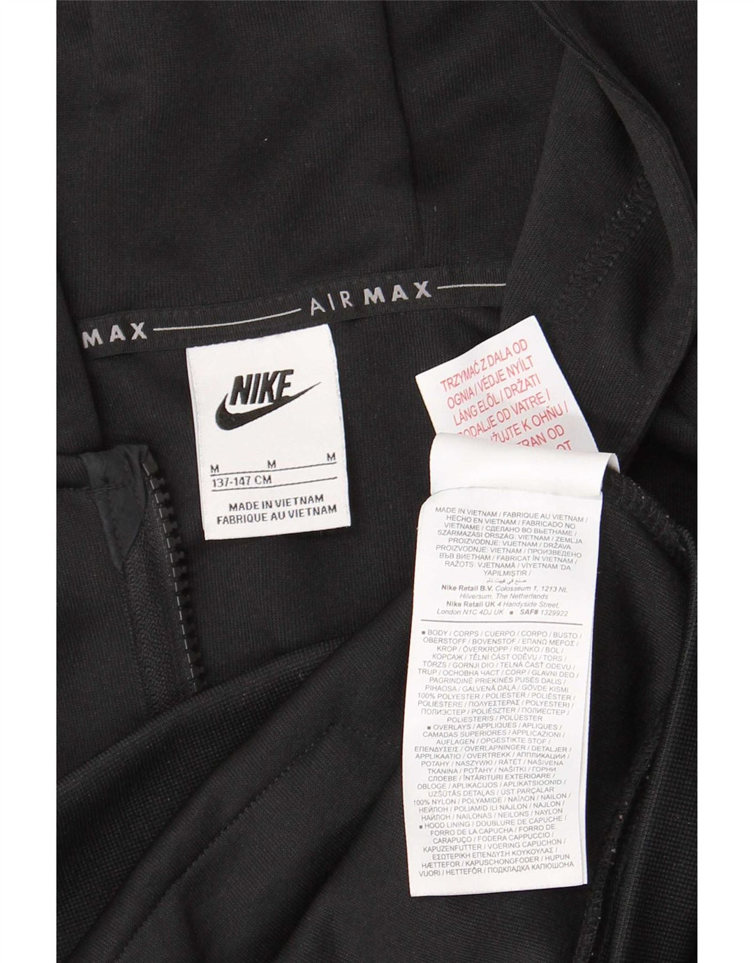 Πουλόβερ Nike Boys με φερμουάρ με κουκούλα 10-11 ετών, μεσαίο μαύρο πολυεστέρα