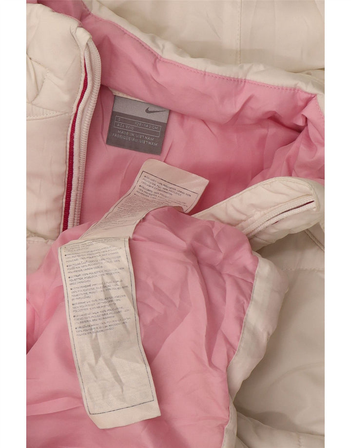 Μπουφάν NIKE για κορίτσια με κουκούλα με επένδυση 8-9 ετών, μικρό λευκό πολυεστέρα