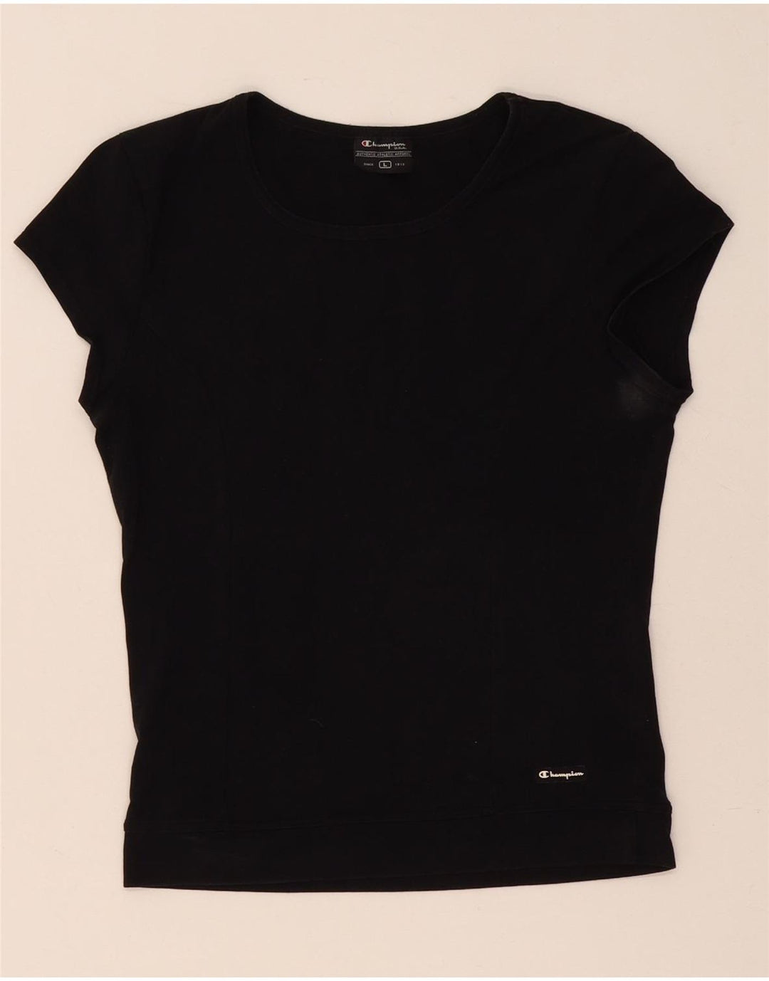 Champion Womens Slim T-Shirt Top UK 16 Large Black Cotton
