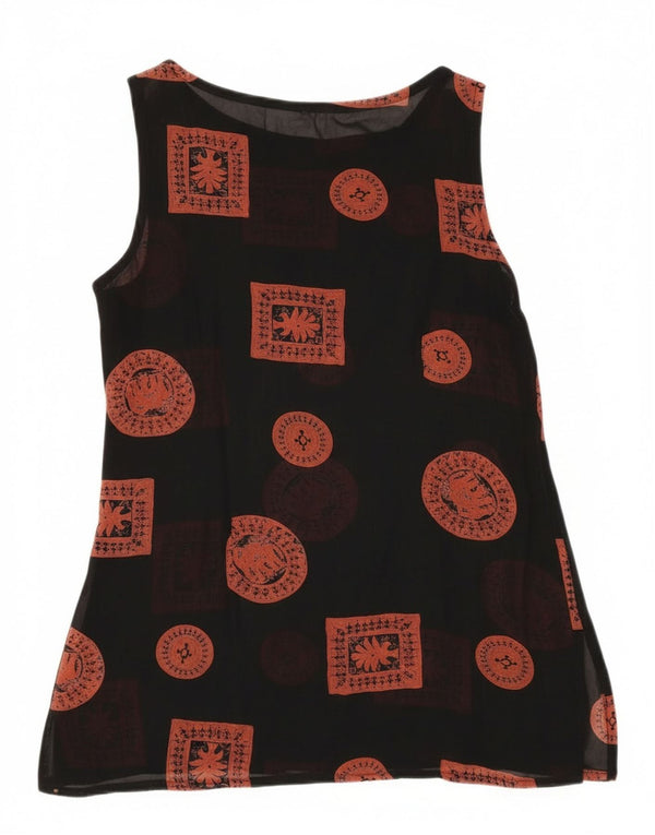 Vintage γυναικείο αμάνικο τοπ UK 12 Medium Black Patchwork