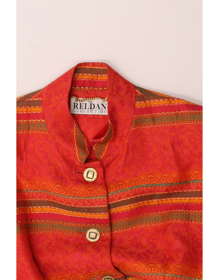 RELDAN Womens Longline 5 Button Blazer Jacket UK 12 Medium Red Striped Vintage Reldan and Second-Hand Reldan from Messina Hembry 