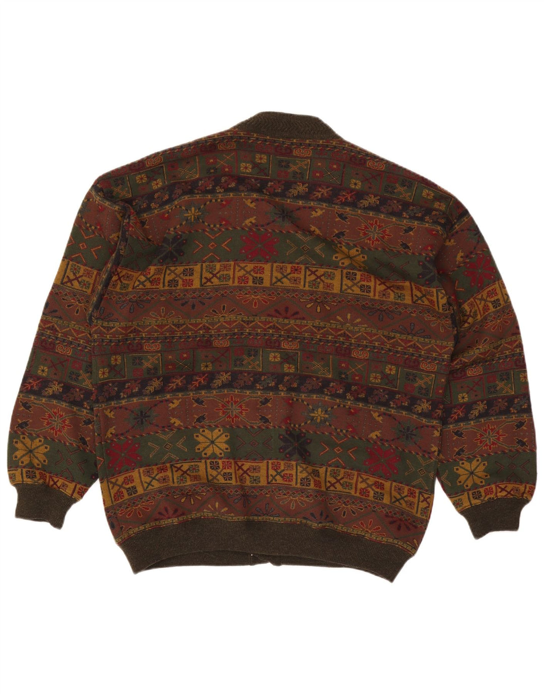 Ανδρικό πουλόβερ με ζακέτα Bluster Large Khaki Fair Isle Wool