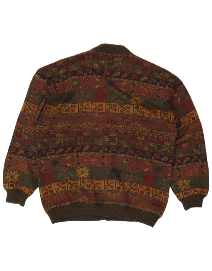 Ανδρικό πουλόβερ με ζακέτα Bluster Large Khaki Fair Isle Wool