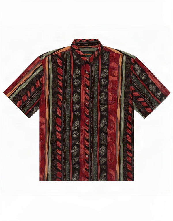 Ανδρικό κοντομάνικο πουκάμισο Ivy Crew 2XL μπορντό Floral Polyester