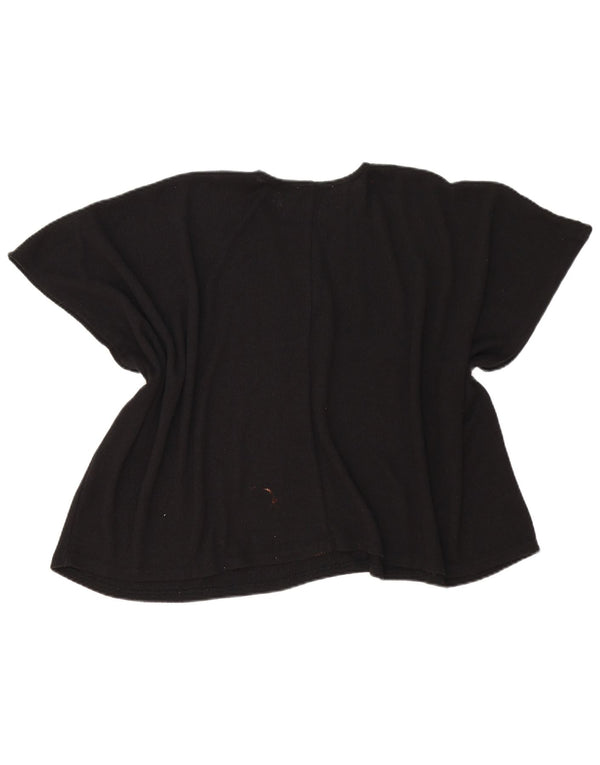 Zara Γυναικεία Μπλούζα Poncho Top UK 14 Medium Black Viscose
